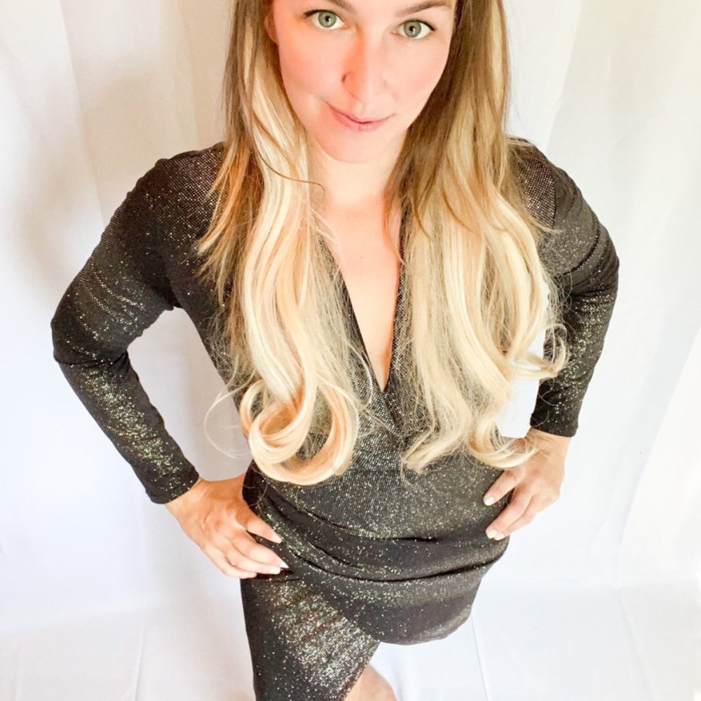 Low Cut, High Leg, Shimmer Dress